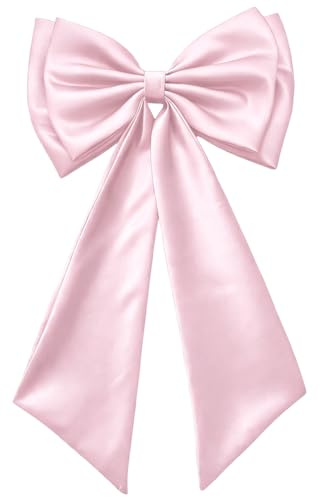 CREATCABIN Cintura Sposa Fiocco Staccabile Rosa Grande Raso Nylon Rimovibile Fiocco Lungo per Puntale Albero Natale Abito Formale Donna 57.5 x 37.8 x 3.9cm