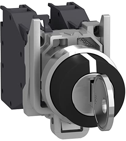 Schneider Electric Harmony XB4 Schlüsselschalter, Metall, 22mm, 3 Stellungen, rastend, Ronis 455, 2S, schwarz, Artikelnummer XB4BG03
