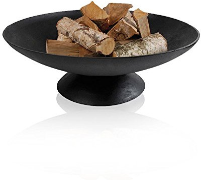 Feuerschale Miami Gusseisen, Feuerstelle für Draußen: Terasse & Garten, runde Design-Schale mit Fuß, Durchmesser: 78 cm, Größe: 78x78x26 cm, Farbe: Schwarz