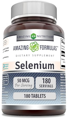 Amazing Formulas Selenium 50 Mcg per Serving | 180 Tablets Supplement | Non-GMO | Made in USA