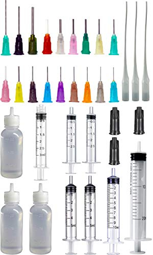 Dispensers Applicator Kit - Syringes, Plastic Squeeze Bottles, and Needle Tips Works for Precisely Delivery Grease, Oil Dispensing, Liquid Glue and Ink