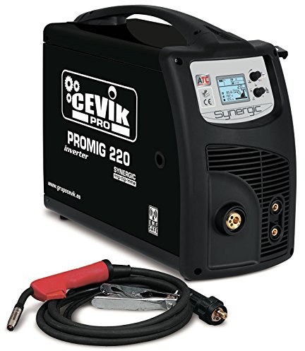 CEVIK PRO CE-PROMIG220 - Soldador Inverter FLUX/MIG/TIG/MMA - 220A 20% - 230V - Hilo hasta 1mm - Electrodos hasta 3.25mm - LCD - Incluye Antorcha MIG MT15, cable, pinza masa