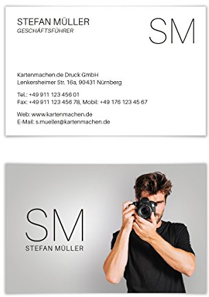 100 x Visitenkarten individuell Business Karten 300g/qm 85 x 55 mm - Fotograf
