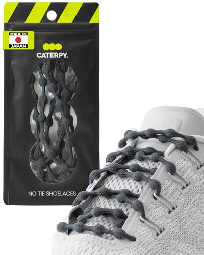 Caterpy RUN - Ultimate No Tie Shoelaces for Adults & Kids - Versatile & Easy-to-Use Shoe Laces - Gunmetal Gray, Standard, Single Pack