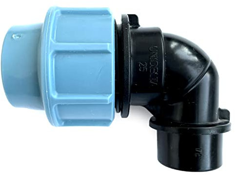 UNIDELTA Klemmverbinder Winkel 90° 1 Zoll 16 bar Innengewinde Wasserleitung Trinkwasser Kupplung PE-Rohr | Schlauchverbinder Bewässerungssystem | Klemmfitting Bogen Kunststoffkupplung Wasserrohr 32 mm