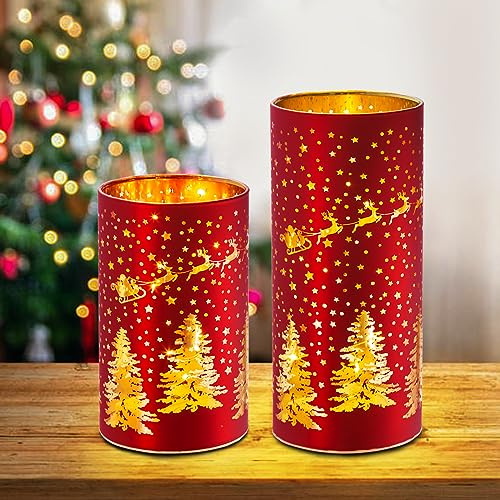 MJ PREMIER Weihnachten Deko Lampe, Weihnachts Muster mit Lichtkette und Timer Funktion, Atmosphäre Lichter für Weihnachts Party Karneval Dekoration Weihnachts innen