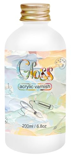 EIGTWEN Gloss Varnish for Acrylic Painting, 200ml Clear Acrylic Varnish Gloss Keeps Paintings from Yellowing, Cracking, Maintains Permanent Color