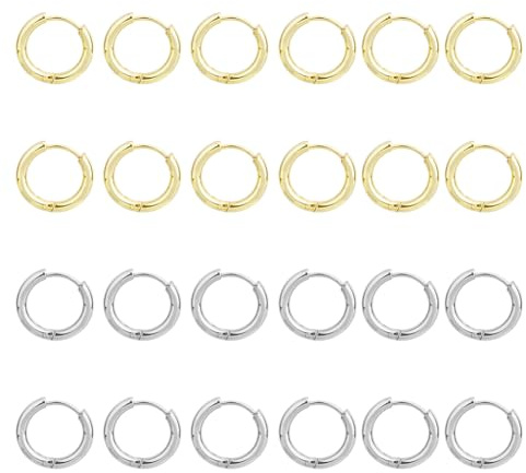 DICOSMETIC boucles oreille Créoles en Acier Titane 2 Couleurs Petites Boucles D'Oreilles Huggie Créoles 17 mm Dormeuses Minimalistes Bijoux Cadeau