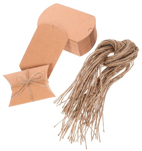 SECFOU 50st Papper Kuddboxar Med Rep Små Presentförpackningar För Godis Och Dekoration Rustik Design Perfekta För Fester Och Speciella Tillfällen