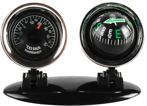 VOANZO Thermomètre de Voiture 2 en 1, Boussole pour Tableau de Bord monté sur véhicule extérieur avec Ruban adhésif Double Face, Convient pour Voitures, camions, Yachts et navires
