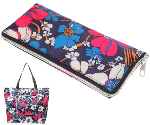 OFFSCH Borsa per la Spesa Pieghevole Oxford Cerniera Leggera e Portatile Borsa Portaoggetti Multitasche per Uso Quotidiano e Esterno Grande Capacità per Cellulare e Cosmetici