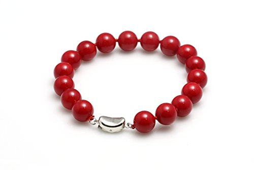 Schmuckwilli Perlenarmband für Damen & Mädchen - mit braunen roten Perlen - Elegante Armband mit Muschelkernperlen MK Perlen für jeden Anlass - die Perlenarmreife - Pearl Bracelet für Frauen