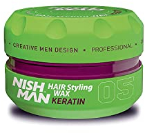 NISHMAN Cire de Coiffage pour Hommes 05 – Kératine 150g – Parfum de Fruits des Bois – Fini Brillant Naturel – Tenue Forte – Gel pour Cheveux Aqua Wax – Contrôle et Définition Longue Durée