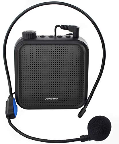 Amplificador de Voz, Sistema de PA Recargable de 12 Vatios (1200 mAh) con Micrófono con Cable para Profesores, Guía Turístico y más (Negro)