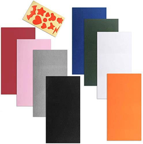 CKANDAY 8 Stück Selbstklebende Reparaturpatches mit DIY-Modell-Guide-Papier, wasserdichtem, leichtem Polyester-Reparaturaufkleber für Kleidungslöcher Regenmantel-Rucksäcke Zelt-Schlafsack-Daunenjacke
