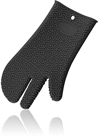 Kochblume Handschuh | Hitzeschutz | Premium-Silikon | Hitzebeständig | Spülmaschinenfest | Farbe: anthrazit