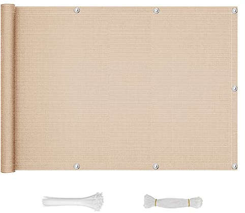 QINGLV Pantalla para Balcón Protección De Privacidad 90x100cm Lona De Protección para Balcones Y Terrazas Resistente Al Viento Y Al Agua Tela Balcon Privacidad para Jardín Balcón Terraza -Color Arena