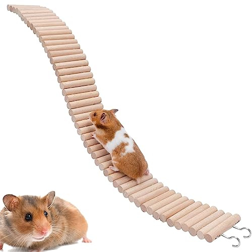 Kasmole Hamsterleiterbrücke | Käfig Holzleiter 2-in-1 Hamsterbrücke Mäuseleiter | Harmloses Holzspielzeug und Käfigzubehör, Kletterleiter und Zaun-Set für Hamster, Mäuse, Chinchillas und