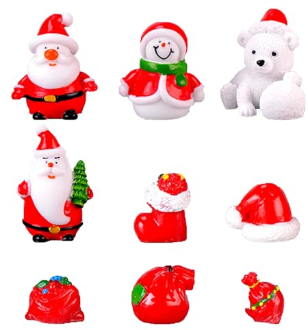 FIBOUND 18 Pièces Ornements Miniatures de Noël, Kits d'Ornement, Figurines en Résine, DIY Bonsai Mini Ornements