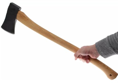CABLEPELADO Hacha Grande de 1500 g Con Mango de Madera, Vizcaína, de Tala Universal, de Leñador, Cabeza de Acero Al Carbono, Longitud 80 cm