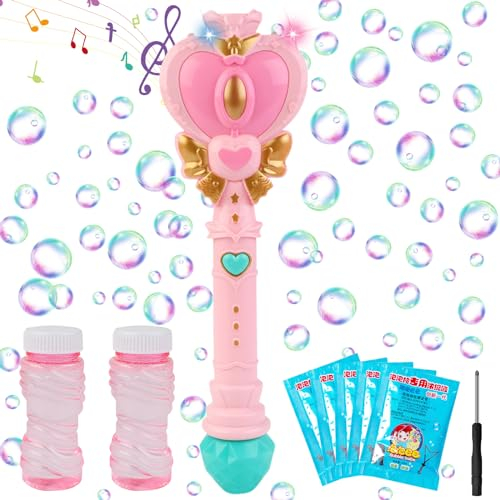 Elektrische Seifenblasenstab für Kinder Mädchen, seifenblasen stab elektrisch Herzförmig, Blasen Zauberstab Hochzeit, Seifenblasenmaschine für Kinder,mädchen Spielzeug, mädchen Spielzeug
