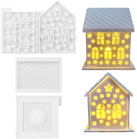 Silikonformen Gießformen Häuser, 3D Silikonform Haus Gießformen Häuser Silikon Gießform Kerzenhalter Gips zum Gießen für Silikonformen Haus Gießform Häuser Giessform Silikon für Handwerk, Haus-B