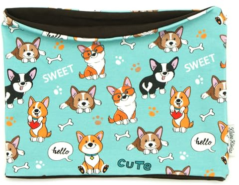 Kleine Könige Loop Schal Kinder Mädchen bis 10 Jahre · Modell Hund Cute Corgi türkis, braun · Ökotex 100 zertifiziert · Made in Germany