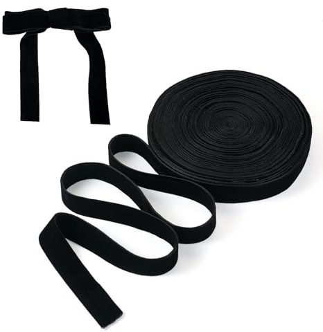Crafans 11,89 Meter Samtbänder Schwarz 25 mm Breit Doppelseitige Samtbänder Schleifenherstellungsband Vintage Band für DIY-Handwerk Geschenkverpackung Choker Haarband