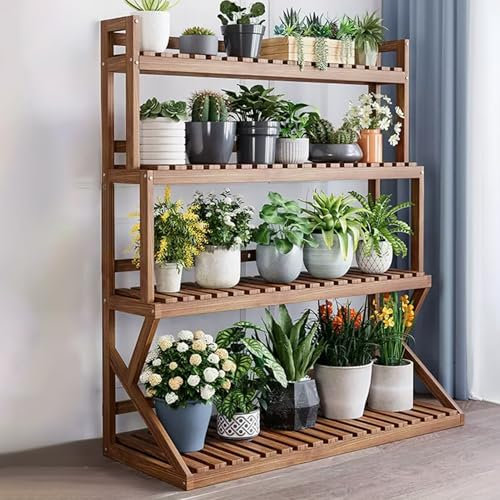 GAOXIONG Étagère à Plantes en Bois avec 3/4 Niveaux de Style escalier, Support d'affichage de Fleurs d'angle à Plusieurs Niveaux pour Plusieurs Plantes, Parfait pour Le Balcon et Le Jardin.