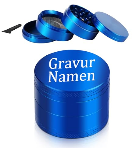 EinzigGeschenk Grinder personalizzabile in acciaio inox con propria foto - 6 colori (nero, rosso, argento, grigio beige, verde, blu) - Macinaspezie personalizzato per cucina, caffè e regali (stile