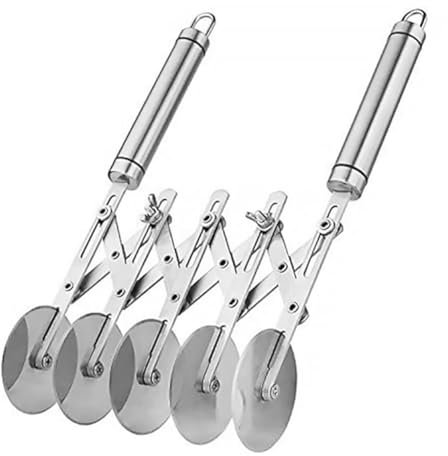 Yominerr Tagliapasta A 5 Ruote, Rotella Tagliapasta in Acciaio con Manico, Tagliapasta per Pizza con Doppia Scanalatura per Ravioli e Pasta