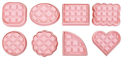 Biscuit Molds, 8PCS Mini Pie Cookie Cutters Waffles Fondant Moulds with Multiple Shape for Baking