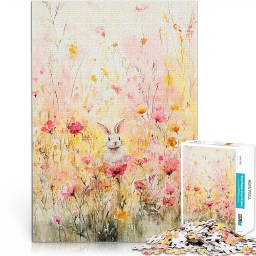 Puzzle da 2000 pezzi per adolescenti Coniglio in un prato di fiori selvatici Giochi Giocattoli Regalo Lista dei desideri con Babbo Natale 70x100cm