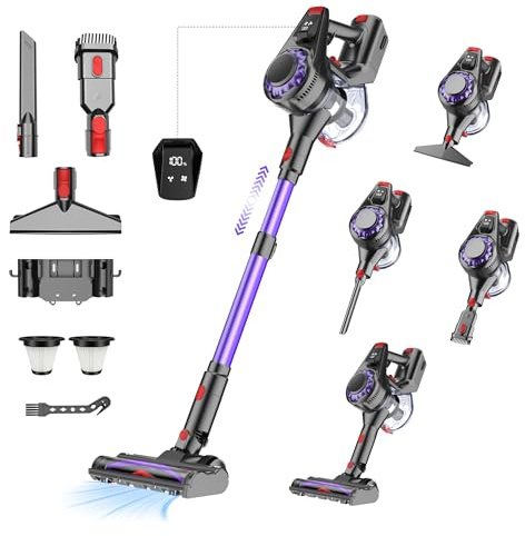 Aspirapolvere Senza Fili | 450W/40000Pa Aspirabriciole Senza Fili, Scopa Elettrica Senza Fili 45 Min Autoportante Anti-Avvolgimento, Scope Elettriche Senza Filo per Tappeti/Pavimenti/Peli Animali