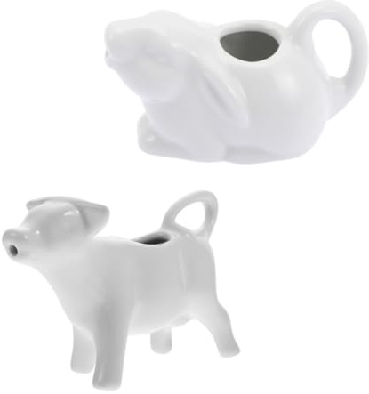 LIFKICH Set 2 Pezzi Tazze da Latte in Ceramica a Forma di Animale, Pratiche e Multifunzionali, Colore Bianco, per Ristoranti Occidentali