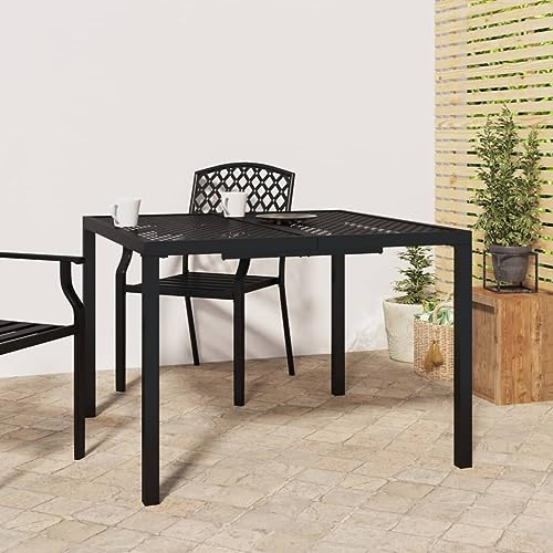 Zeehear trädgårdsbord antracit stål 100 x 100 x 72 cm robust ram väderbeständig för trädgård terrass balkong utomhus perfekt som matbord sidobord loungebord med nätdesign