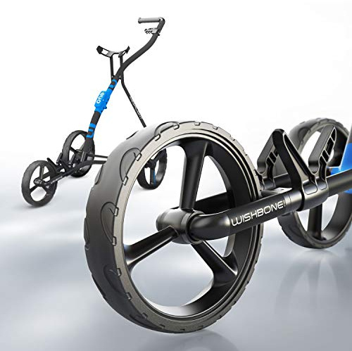 WishboneOne Golf Trolley, Push-Pull Golf Cart | WishboneOne Megalite, 3 Wheel, Blue (OG033402021)