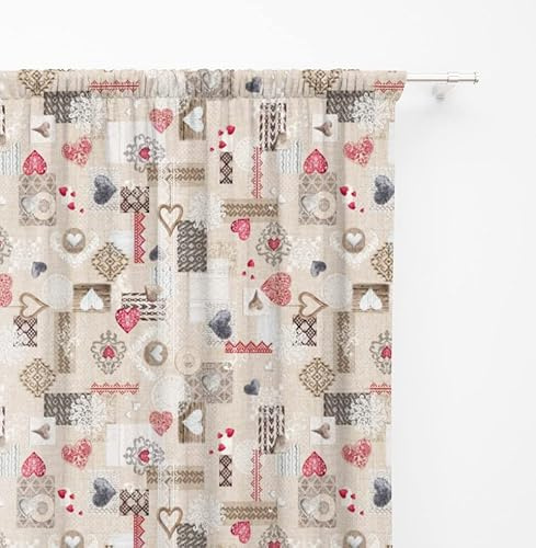 Tex family Tenda tendaggio confezionata Made in Italy cm. 150X280 per tutti i tipi di bastone e binari tende Shabby Tirolese Rosso