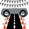 30 Pcs Checkered Racing Car Party Decorations Checked Race Flag Tablecloth Mini Traffic Cones Racing Pennant Banner Race Track Running Mat Tire Tubes Swimming for Decor (Black White Tablecloth)