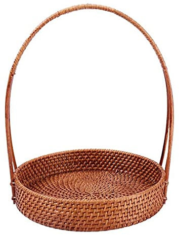 OUSIKA Cesto di frutta Ciotola Cesto di frutta creativo Cesto portaoggetti in rattan Cesto portaoggetti for snack di frutta intrecciata Cestino da picnic con manico decorativo for tavolo Piatti