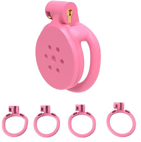 Flat Sissy Chastity Cage Pink for Men Cock Cage Male Chastity Devices Small BDSM Sex Plastic for Sexual Adult (Flat Ring)