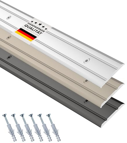 D-TACK Übergangsprofil Alu zum Schrauben inkl. Schrauben & Dübel | Breite 24,8 mm | Länge 2,7 m | Silber | Flache Übergangsschiene | Übergangsleiste aus eloxiertem Aluminium