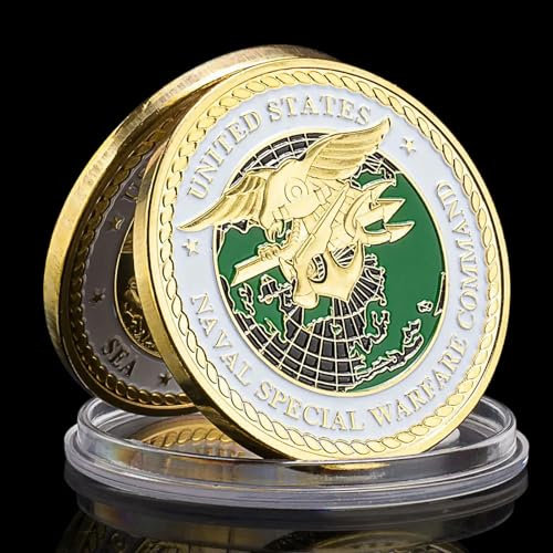 QYZXTH Comando de Guerra Especial Naval de los Estados Unidos Navy Seals Moneda de Recuerdo chapada en Oro Coleccionable Desafío de Monedas conmemorativas Moneda-Oro