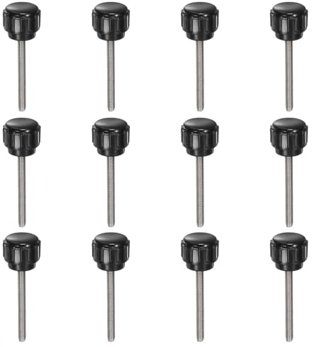 sourcing map 12pcs Knurled Clamping Knobs M3 x 30mm Metric 304 Stainless Steel Male Thread Thumb Screw on Type 14mm Plastic Round Head Threaded Hand Bolt Stud Knobs Black