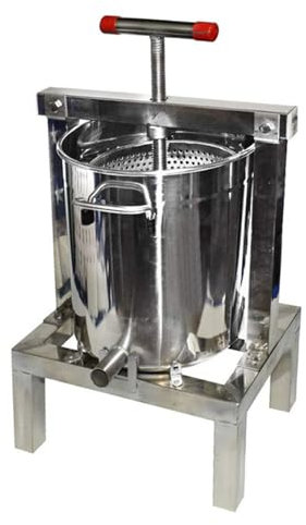 Pressa per miele da 10 l, in acciaio inox, manuale – Estrattore di cera e frutta per fabbriche alimentari e succhi – smontabile rapidamente
