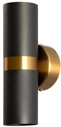 ARTE LAMP Wandleuchte Innen Moderne Wandlampe für Wohnzimmer, Schwarz, Gold, GU10, 2-flammig, dimmbar, 9 x 6 x 18 cm