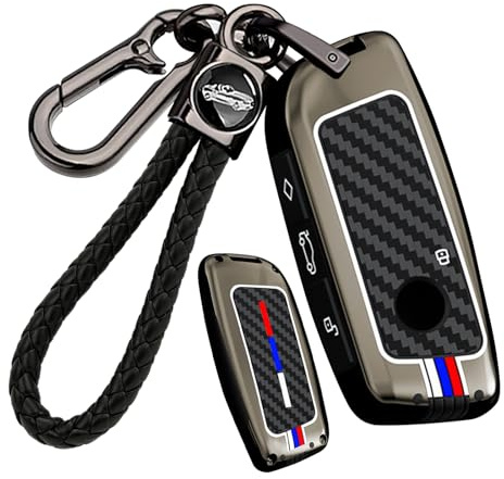 ontto Passt für BMW Autoschlüssel Hülle für BMW 2er U06 3er G81 M3 5er G60 7er G07 X1 U11 X5 F95 IX1 i4 2023-2025 Schlüsselhülle Metall Schlüsselcover Schlüsselgehäuse Schutzhülle 4 Tasten-B Schwarz
