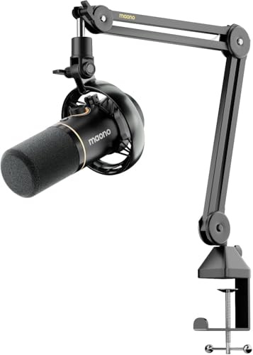 MAONO PD200W Hybrid Wireless Podcast Mikrofon für PC, XLR-USB-Dynamische Mikrofon-Set mit Arm, Software, Geräuschunterdrückung, für Aufnahmen, Streaming, Inhaltserstellung, Heimstudio, Voiceover