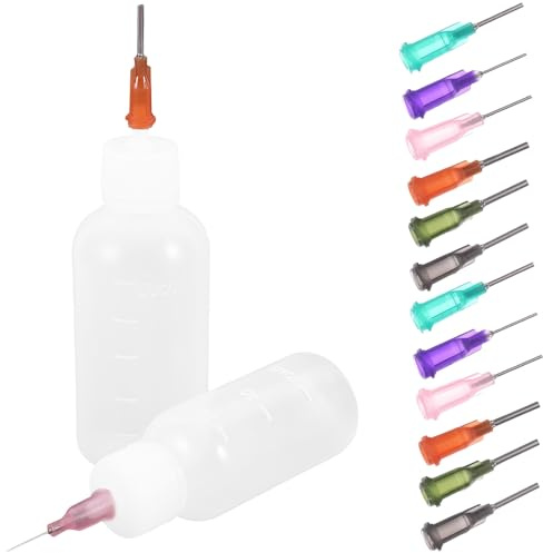 OHPHCALL Botellas Aplicadoras con Punta de Aguja para Esmaltado de Cerámica, Juego de 4 Botellas Exprimibles de Plástico, 40 Agujas de Precisión para Manualidades y Alfarería Artística