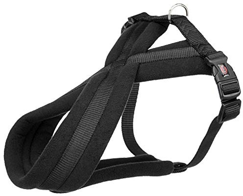 TRIXIE Premium Touren-Geschirr Größe L: Brustumfang 60–100 cm/25 mm in schwarz - sportliches Hundegeschirr mit angenehmer Vliespolsterung, stufenlos verstellbar für große Hunde, 204101